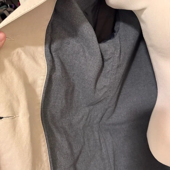 L.L. Bean beige barn jacket brown corduroy collar button fore chore coat women S - Picture 7 of 11